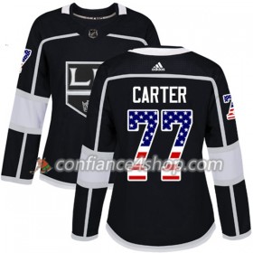 Adidas Maillot de Hockey Los Angeles Kings Jeff Carter 77 2017-2018 Noir USA Flag Fashion Authentic - Femme